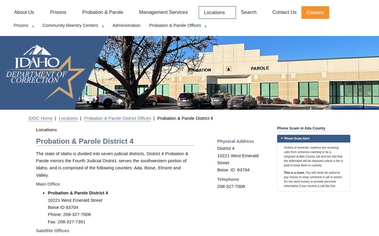 Elmore County IDOC District 4 Mountain Home supervision office