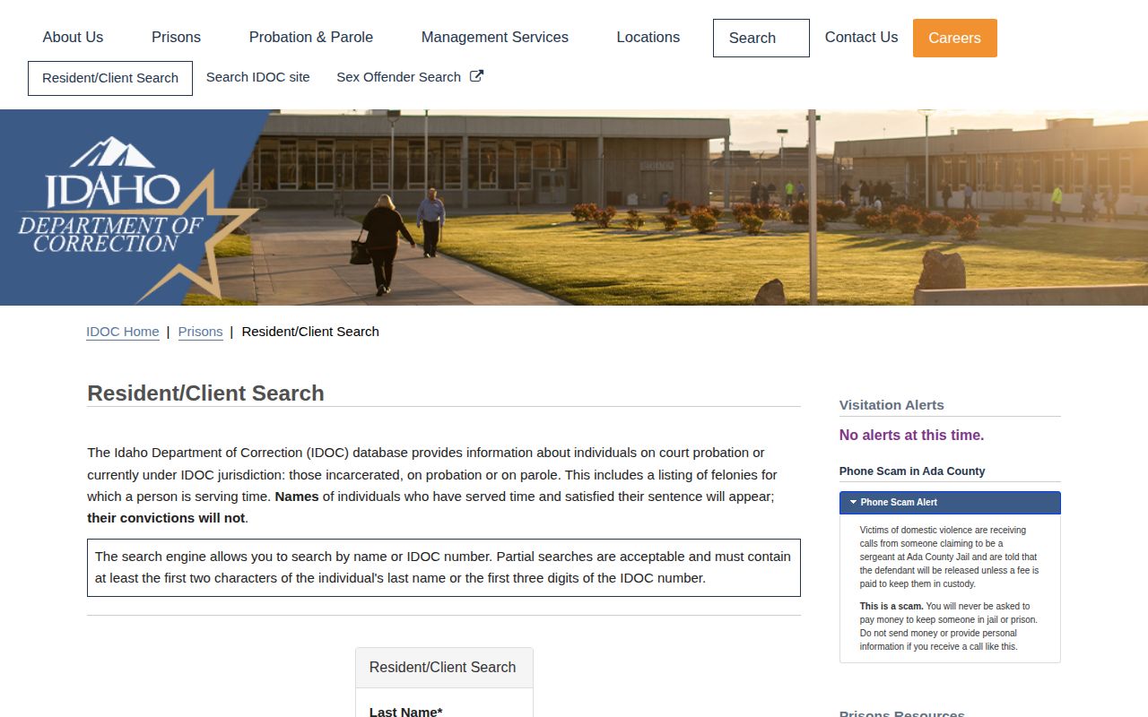 Elmore County projected release date lookup through IDOC search