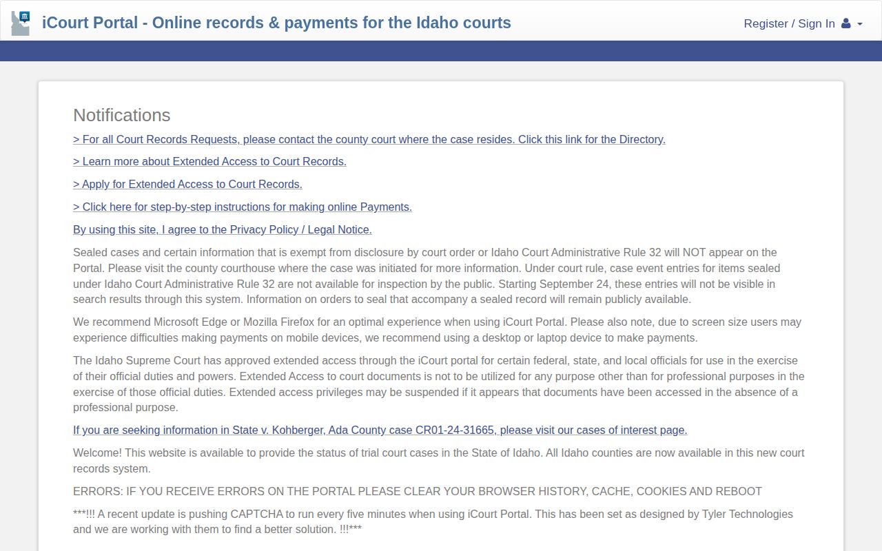 iCourt search for Elmore County release record details